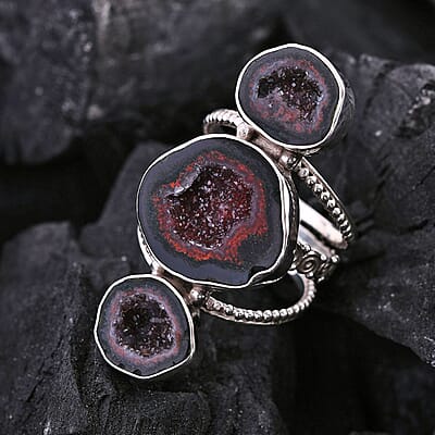 Sajen Silver Mexican Geode Ring in Sterling Silver (Size 10.0) 12.00 ctw