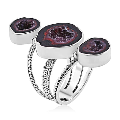 Sajen Silver Mexican Geode Ring in Sterling Silver (Size 10.0) 12.00 ctw