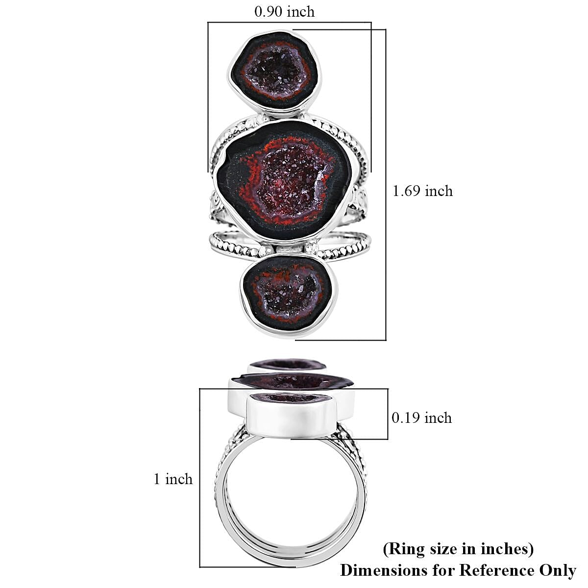 Sajen Silver Mexican Geode Ring in Sterling Silver (Size 10.0) 12.00 ctw