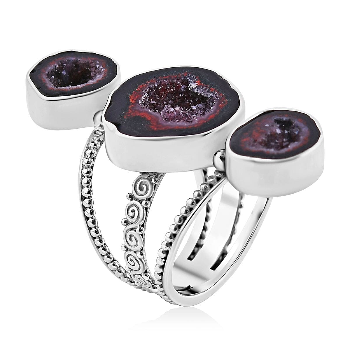 Sajen Silver Mexican Geode Ring in Sterling Silver (Size 7.0) 12.00 ctw image number 3