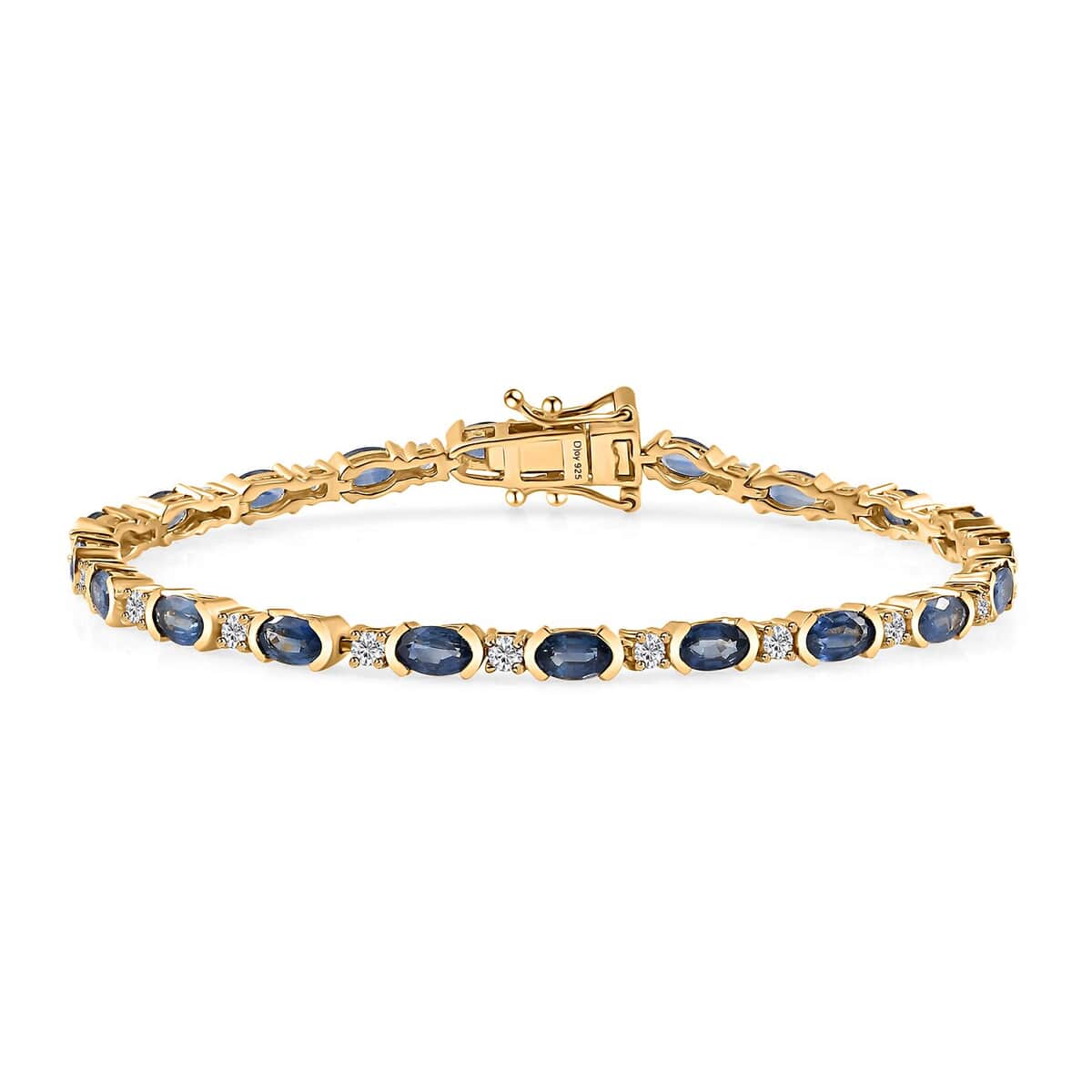 Ceylon Blue Sapphire and Moissanite Bracelet in Vermeil Yellow Gold Over Sterling Silver (7.25 In) 6.80 ctw image number 0