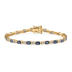 Ceylon Blue Sapphire and Moissanite Bracelet in Vermeil Yellow Gold Over Sterling Silver (7.25 In) 6.80 ctw