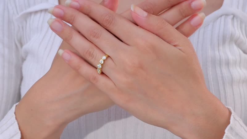 Moissanite 5 Stone Ring in 18K Vermeil YG Over Sterling Silver (Size 10.0) 0.50 ctw
