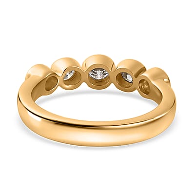Moissanite 5 Stone Ring in 18K Vermeil Yellow Gold Over Sterling Silver (Size 10.0) 0.50 ctw