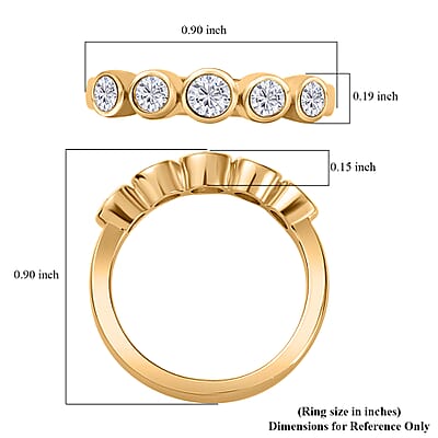 Moissanite 5 Stone Ring in 18K Vermeil Yellow Gold Over Sterling Silver (Size 10.0) 0.50 ctw
