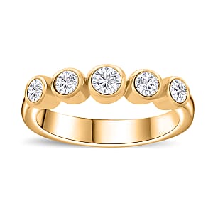 D'Joy Moissanite 5 Stone Ring in 18K Vermeil Yellow Gold Over Sterling Silver (Size 7.0) 0.50 ctw