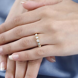 D'Joy Moissanite 5 Stone Ring in 18K Vermeil Yellow Gold Over Sterling Silver (Size 7.0) 0.50 ctw