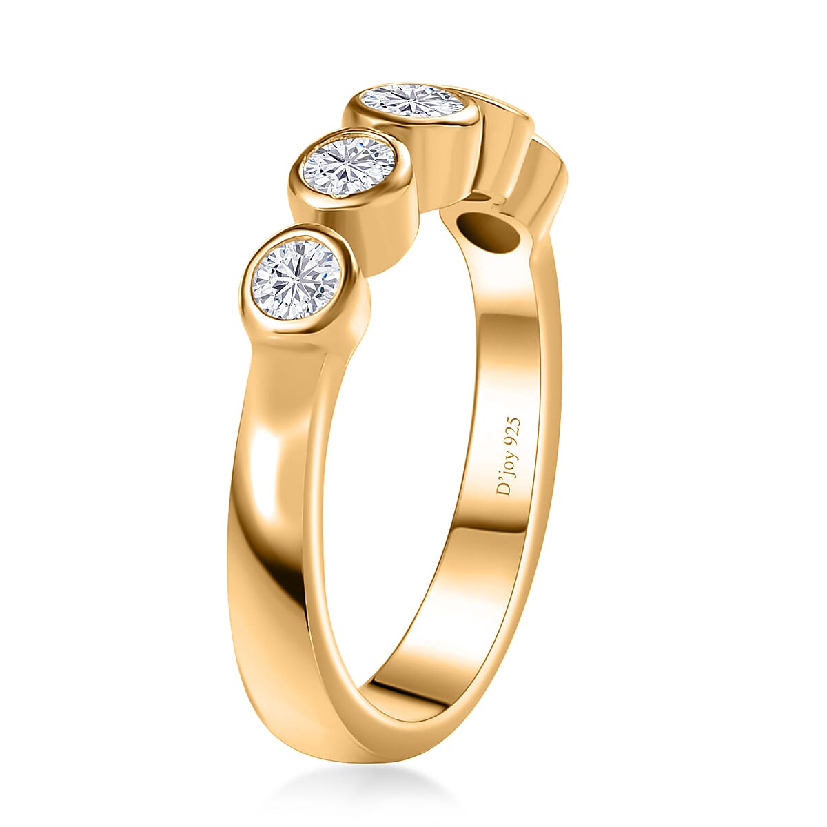 D'Joy Moissanite 5 Stone Ring in 18K Vermeil Yellow Gold Over Sterling Silver (Size 7.0) 0.50 ctw image number 3