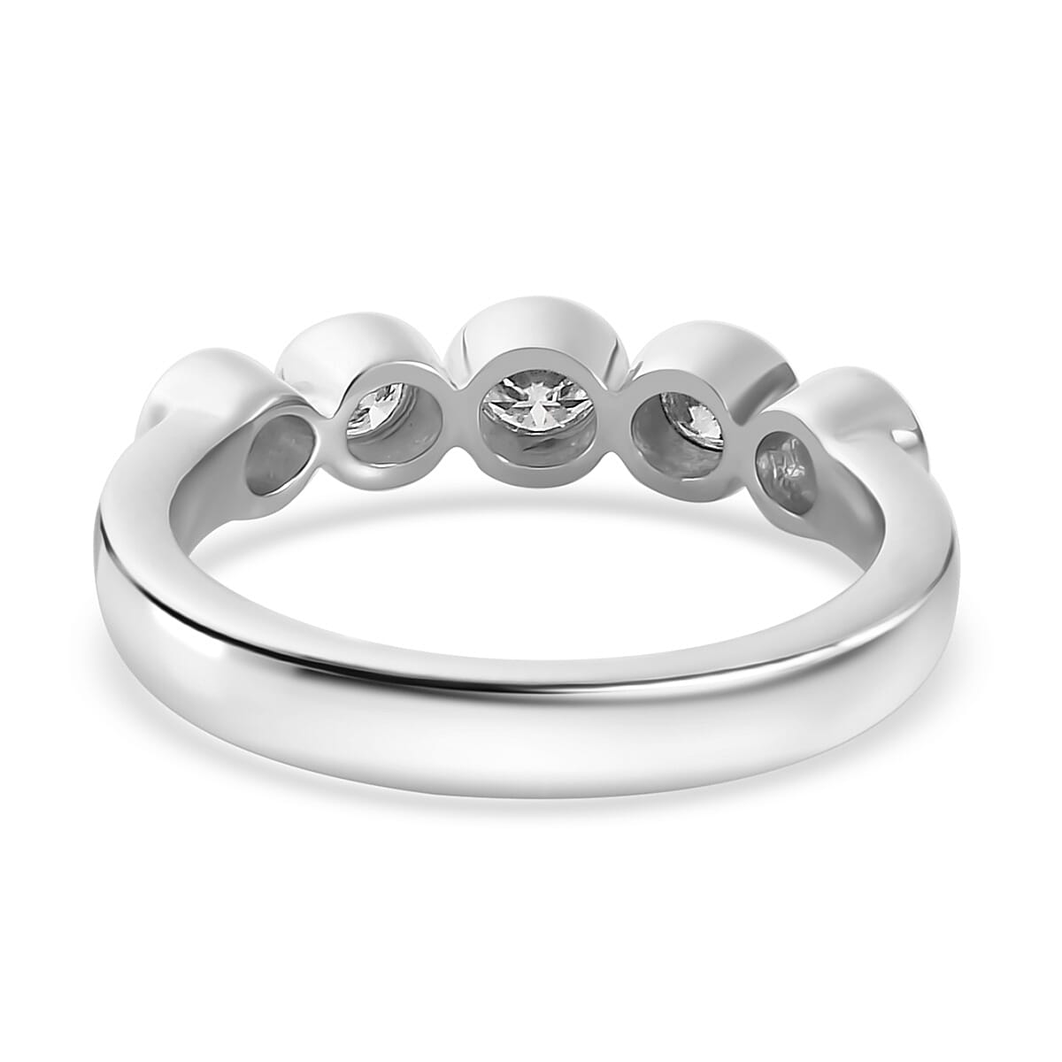 Moissanite 5 Stone Ring in Rhodium Over Sterling Silver (Size 6.0) 0.50 ctw image number 4