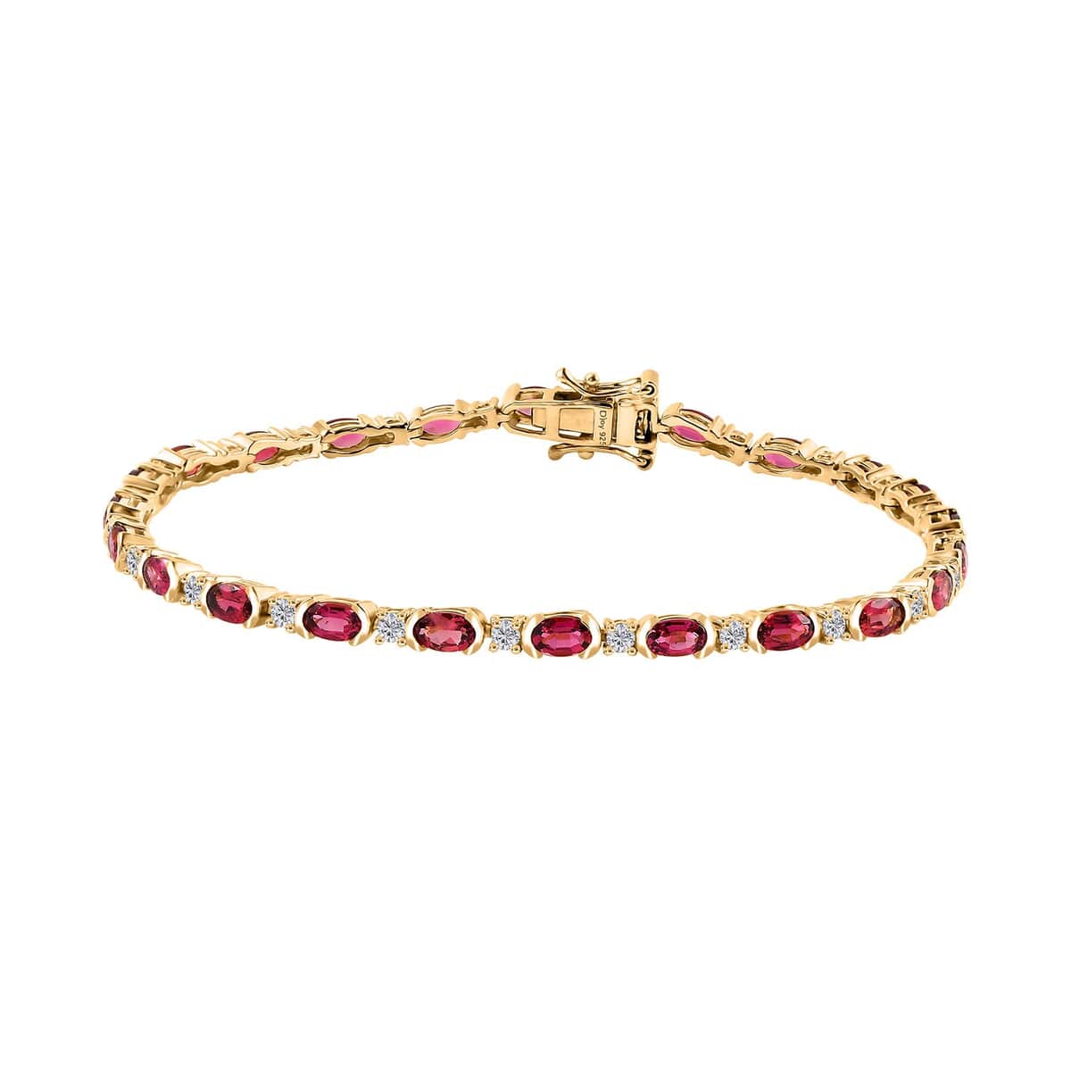 Ofiki Rubellite and Moissanite Bracelet in Vermeil Yellow Gold Over Sterling Silver (8.00 In) 7.20 ctw image number 0