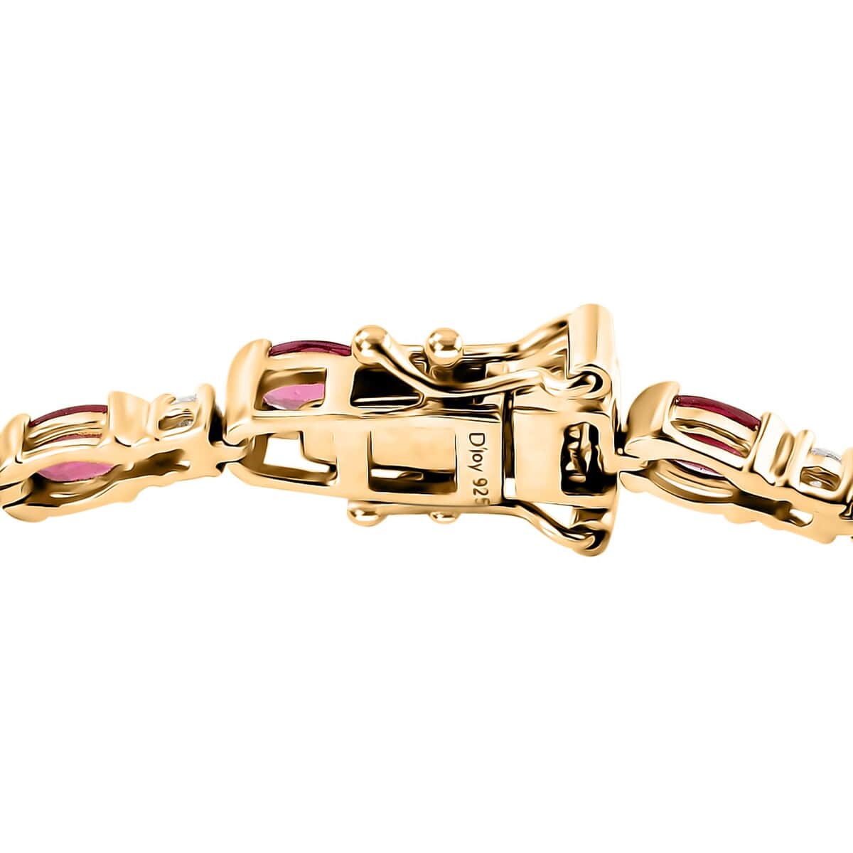 Ofiki Rubellite and Moissanite Bracelet in Vermeil Yellow Gold Over Sterling Silver (8.00 In) 7.20 ctw image number 3