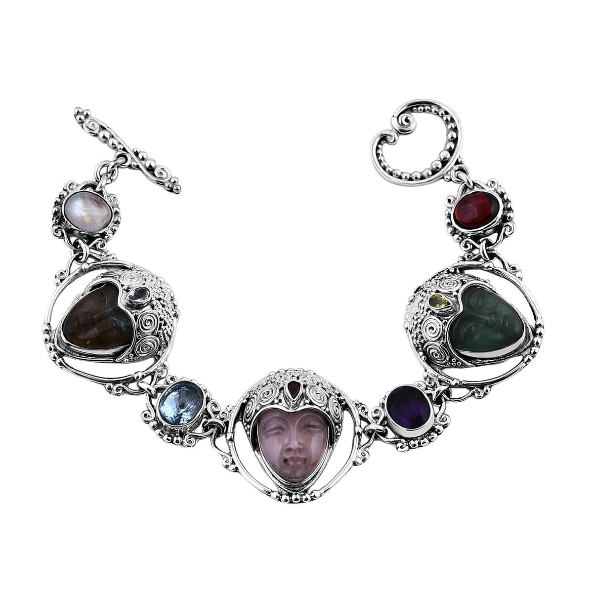 Sajen Silver Galilea Rose Quartz and Multi Gemstone Bracelet in Sterling Silver (7.25 In) 39.10 ctw image number 0