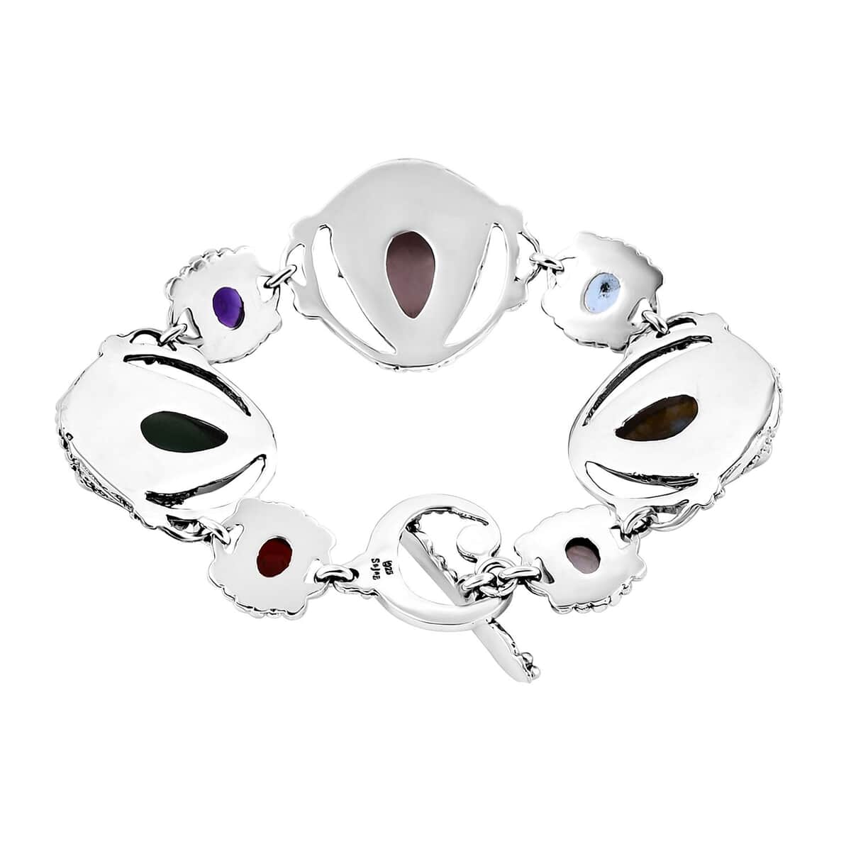 Sajen Silver Galilea Rose Quartz and Multi Gemstone Bracelet in Sterling Silver (7.25 In) 39.10 ctw image number 3