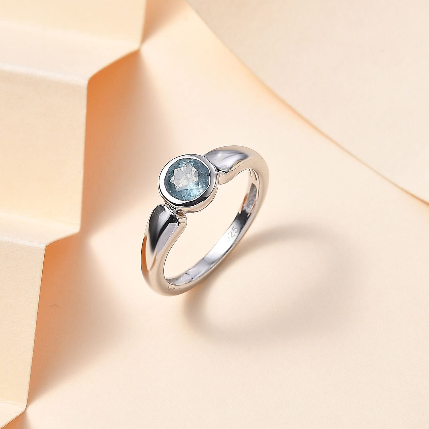 Aqua Kyanite 1.00 ctw Ring in Rhodium Over Sterling Silver (Size 10.0)