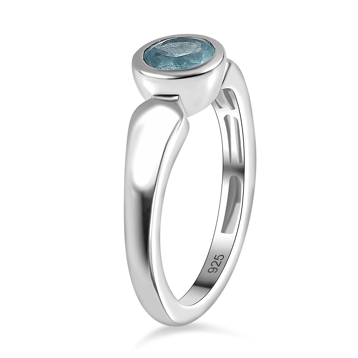 Aqua Kyanite 1.00 ctw Ring in Rhodium Over Sterling Silver (Size 10.0)