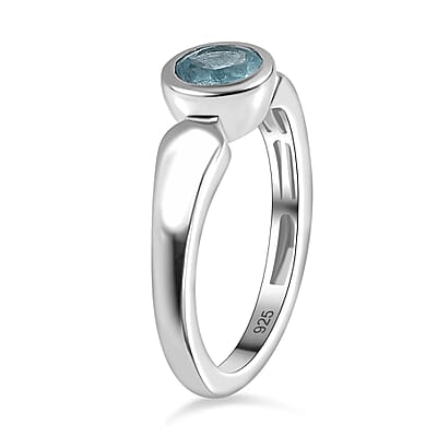 Aqua Kyanite 1.00 ctw Ring in Rhodium Over Sterling Silver (Size 10.0)