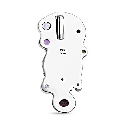 Sajen Silver African Amethyst Carved and Multi Gemstone Pendant in Sterling Silver 14.65 ctw