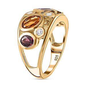African Amethyst and Multi Gemstone 2.58 ctw Ring in 18K Vermeil Yellow Gold Over Sterling Silver (Size 11.5)
