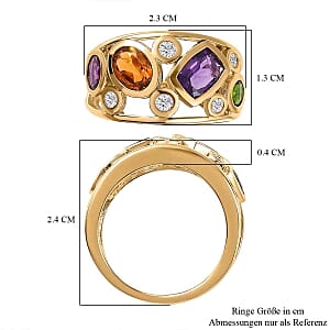African Amethyst and Multi Gemstone 2.58 ctw Ring in 18K Vermeil Yellow Gold Over Sterling Silver (Size 11.5)