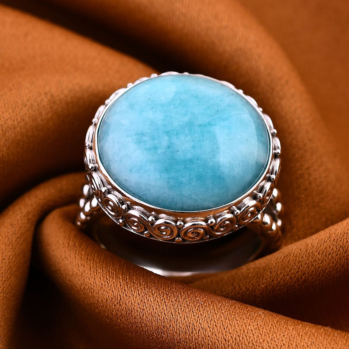 Sajen Silver Amazonite Ring in Sterling Silver (Size 10.0) 20.30 ctw image number 1