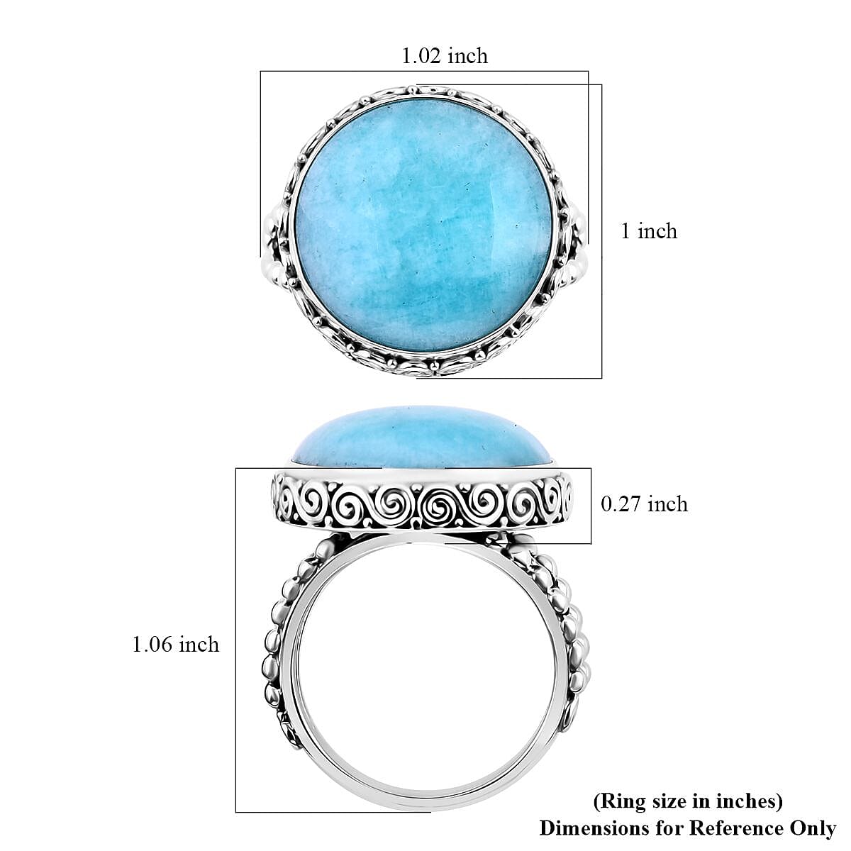 Sajen Silver Amazonite Ring in Sterling Silver (Size 6.0) 20.30 ctw