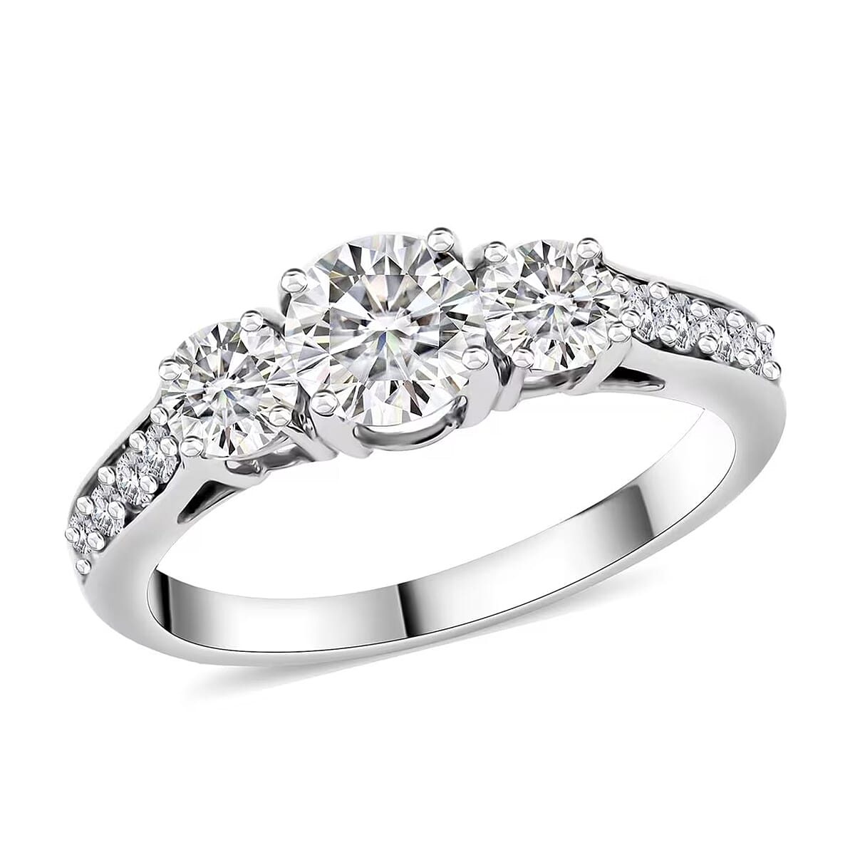 Lab Grown Diamond (F-G, VS) Ring in Platinum Over Sterling Silver (Size 8.0) 1.50 ctw image number 0