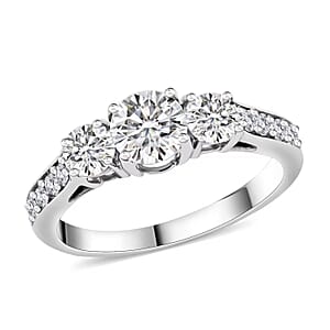 Lab Grown Diamond (F-G, VS) Ring in Platinum Over Sterling Silver (Size 8.0) 1.50 ctw (Del. In 10-12 Days)
