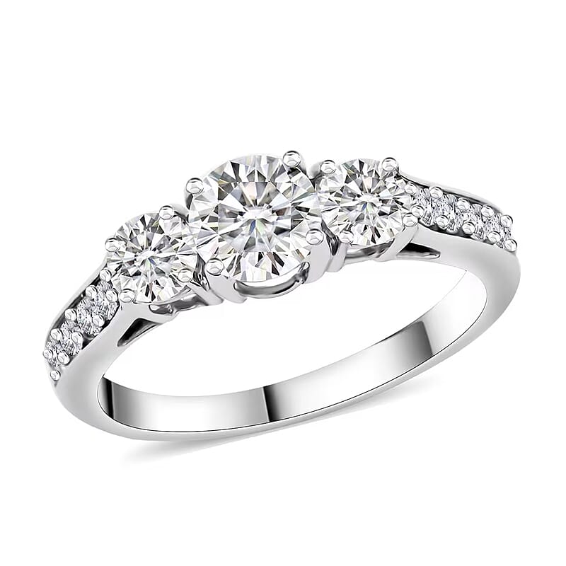 Lab Grown Diamond (F-G, VS) Ring in Platinum Over Sterling Silver (Size 8.0) 1.50 ctw