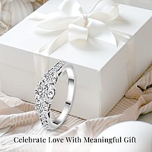 Lab Grown Diamond (F-G, VS) Ring in Platinum Over Sterling Silver (Size 8.0) 1.50 ctw (Del. In 10-12 Days)