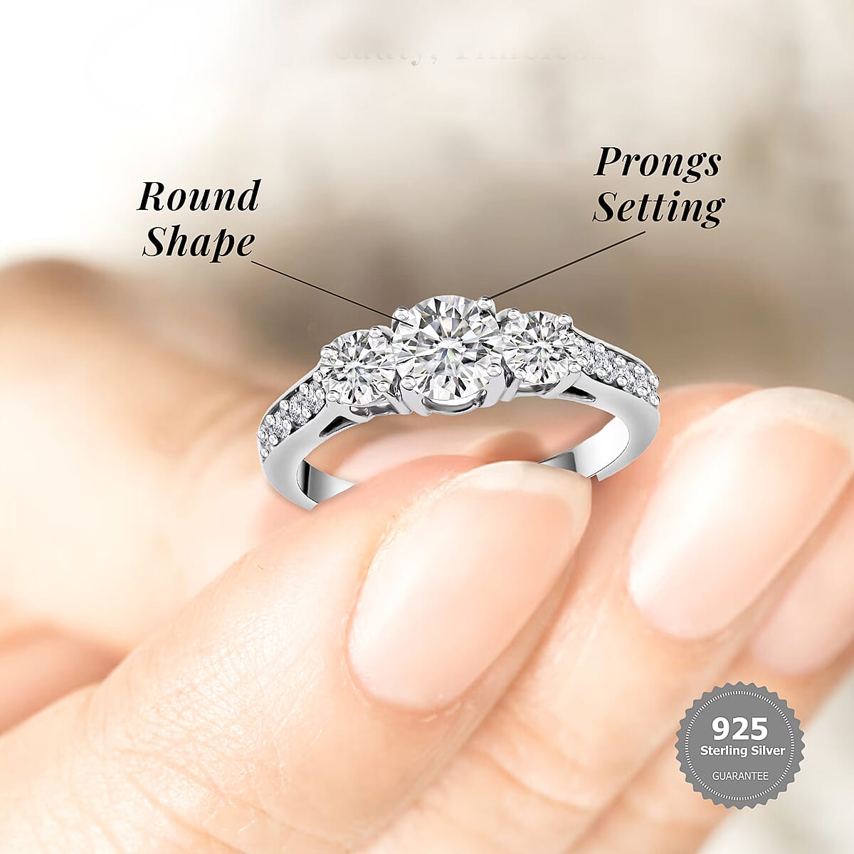 Lab Grown Diamond (F-G, VS) Ring in Platinum Over Sterling Silver (Size 8.0) 1.50 ctw image number 5