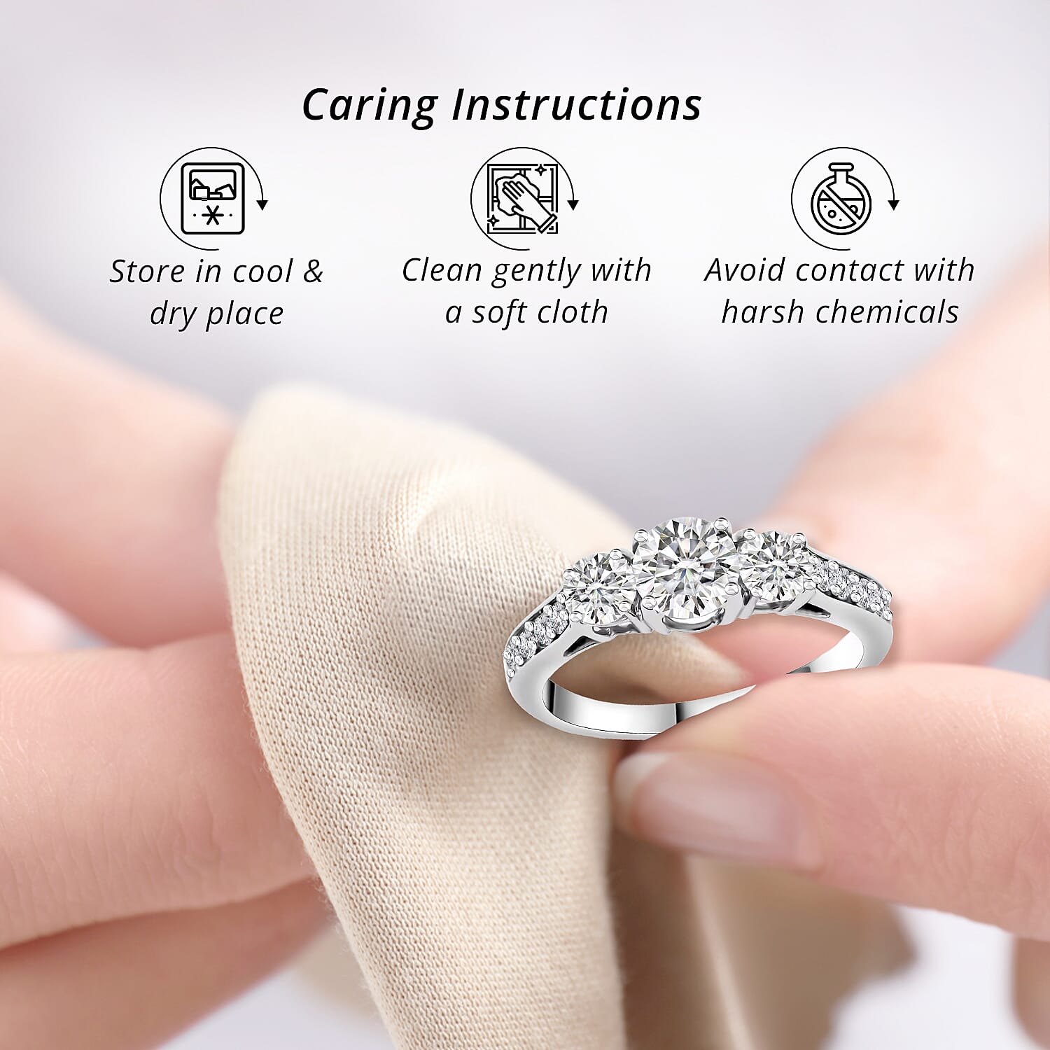 Lab Grown Diamond (F-G, VS) Ring in Platinum Over Sterling Silver (Size 8.0) 1.50 ctw (Del. In 10-12 Days)