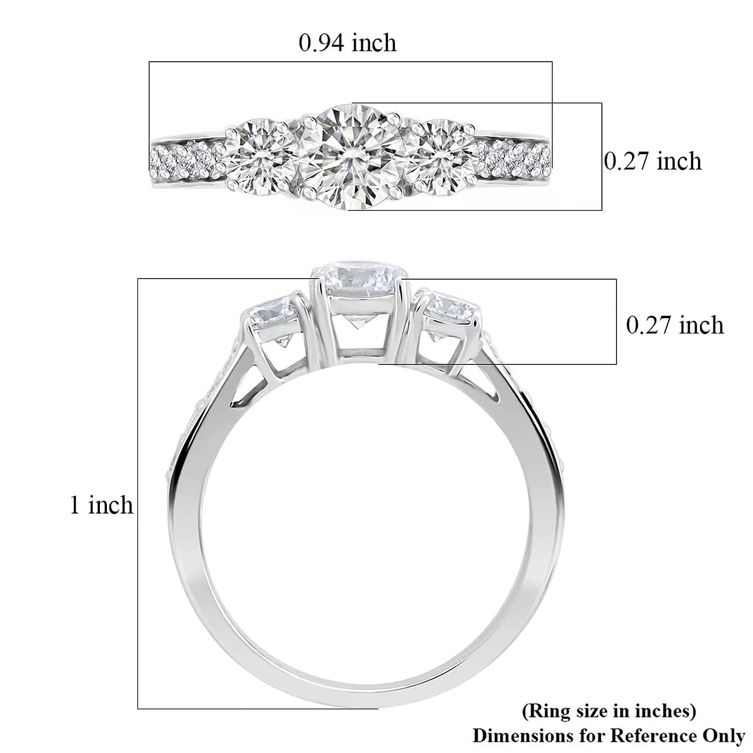 Lab Grown Diamond (F-G, VS) Ring in Platinum Over Sterling Silver (Size 8.0) 1.50 ctw (Del. In 10-12 Days)