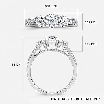 Lab Grown Diamond (F-G, VS) Ring in Platinum Over Sterling Silver (Size 8.0) 1.50 ctw
