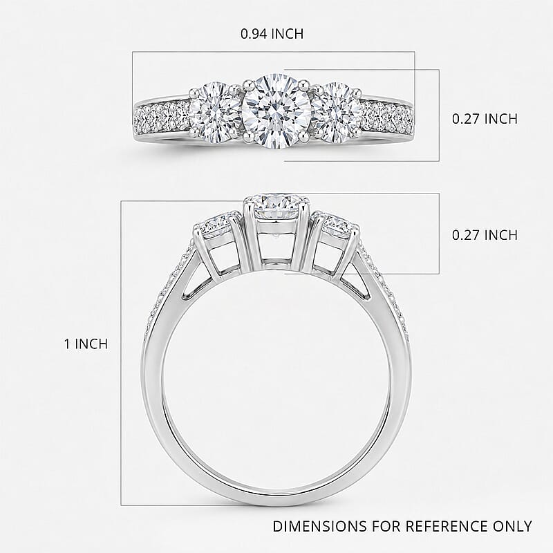 Lab Grown Diamond (F-G, VS) Ring in Platinum Over Sterling Silver (Size 8.0) 1.50 ctw