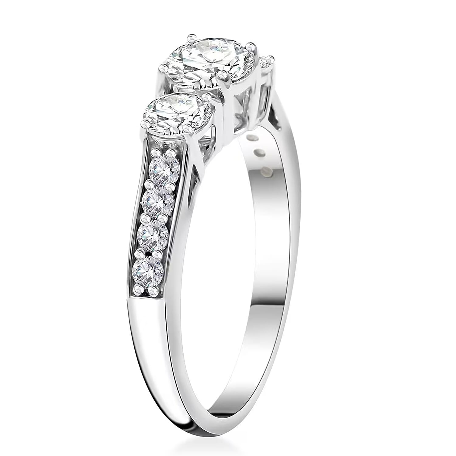 Lab Grown Diamond (F-G, VS) Ring in Platinum Over Sterling Silver (Size 8.0) 1.50 ctw (Del. In 10-12 Days)