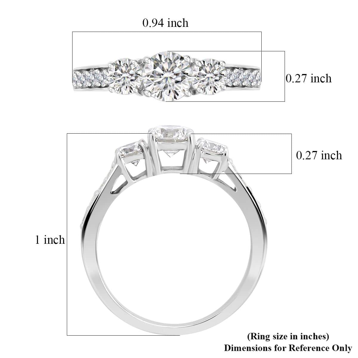 Lab Grown Diamond (F-G, VS) Ring in Platinum Over Sterling Silver (Size 8.0) 1.50 ctw image number 4