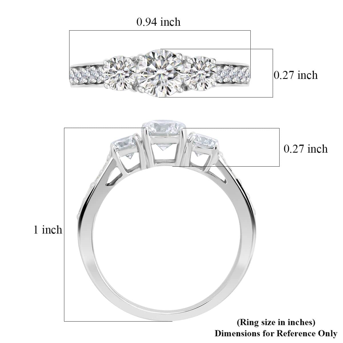 Luxuriant Lab Grown Diamond F-G VS Ring in Platinum Over Sterling Silver (Size 9.0) 1.50 ctw image number 4