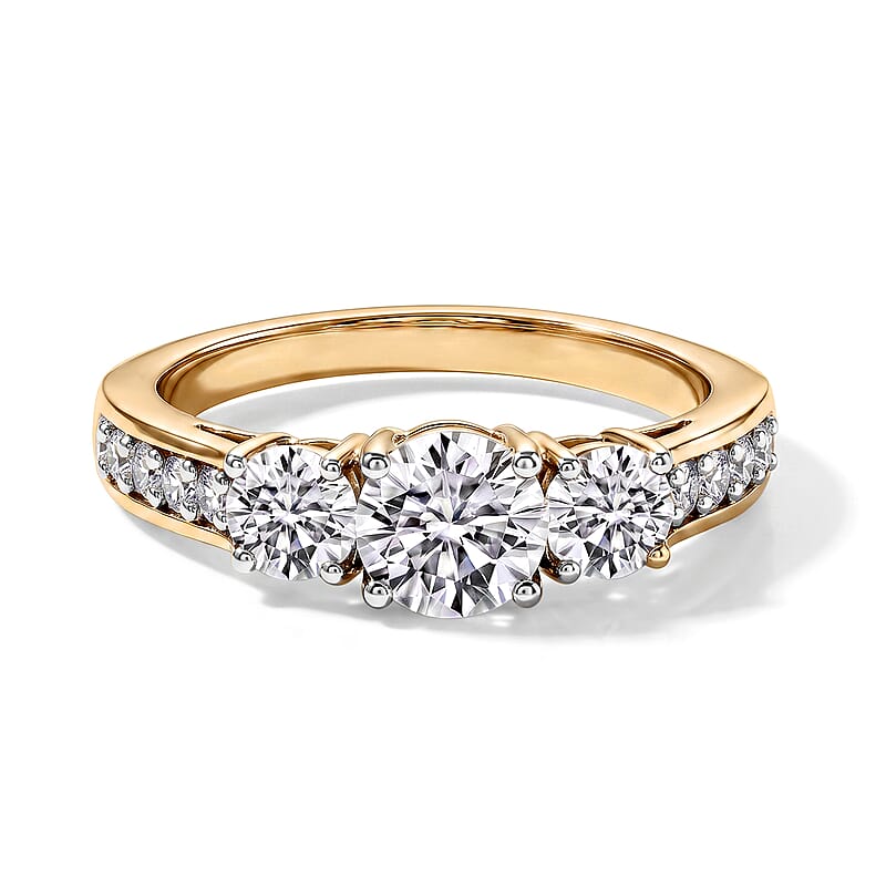 Luxuriant Lab Grown Diamond F-G VS Ring in Vermeil Yellow Gold Over Sterling Silver (Size 10.0) 1.50 ctw