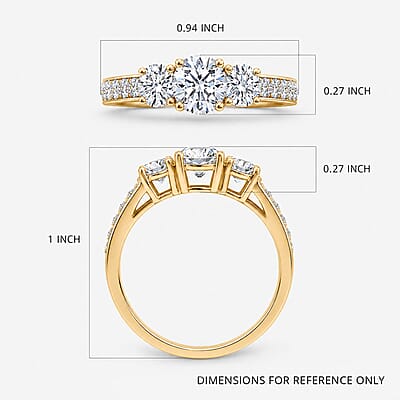 Luxuriant Lab Grown Diamond F-G VS Ring in Vermeil Yellow Gold Over Sterling Silver (Size 10.0) 1.50 ctw