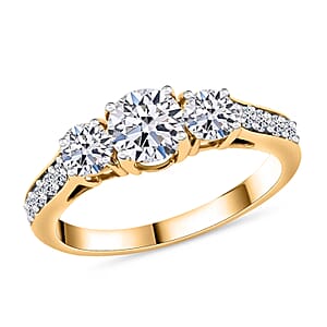 Luxuriant Lab Grown Diamond F-G VS Ring in Vermeil Yellow Gold Over Sterling Silver (Size 6.0) 1.50 ctw