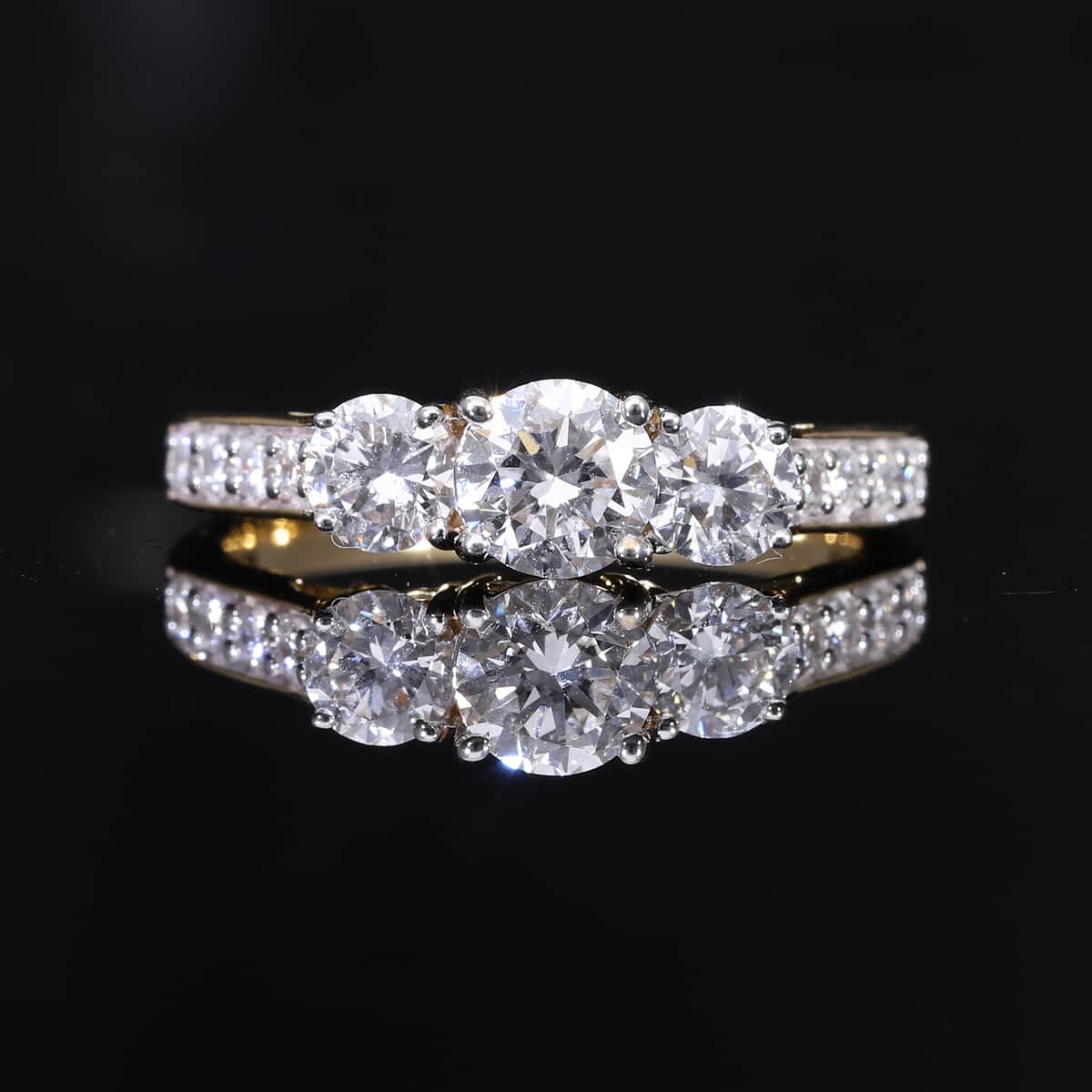 Luxuriant Lab Grown Diamond F-G VS Ring in Vermeil Yellow Gold Over Sterling Silver (Size 6.0) 1.50 ctw image number 2