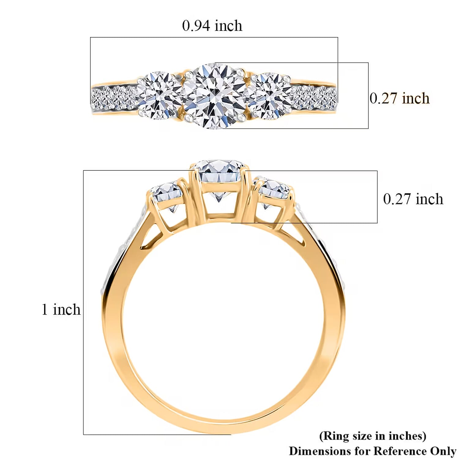 Luxuriant Lab Grown Diamond F-G VS Ring in Vermeil Yellow Gold Over Sterling Silver (Size 6.0) 1.50 ctw