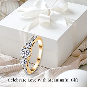 Luxuriant Lab Grown Diamond F-G VS Ring in Vermeil Yellow Gold Over Sterling Silver (Size 8.0) 1.50 ctw