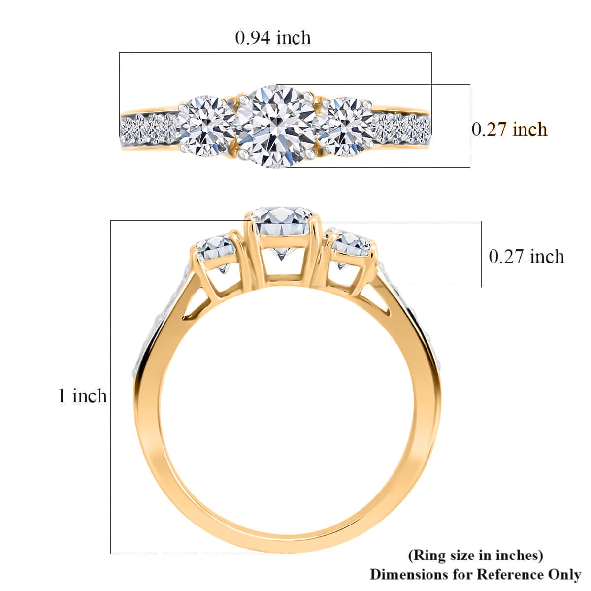 Luxuriant Lab Grown Diamond F-G VS Ring in Vermeil Yellow Gold Over Sterling Silver (Size 8.0) 1.50 ctw image number 5