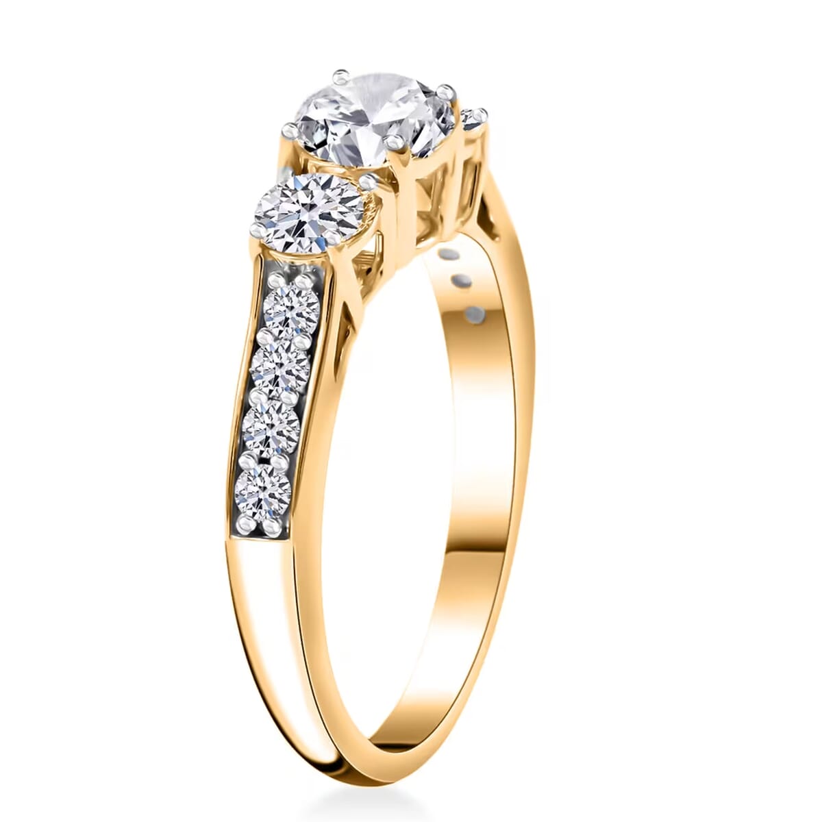 Luxuriant Lab Grown Diamond F-G VS Ring in Vermeil Yellow Gold Over Sterling Silver (Size 8.0) 1.50 ctw image number 8