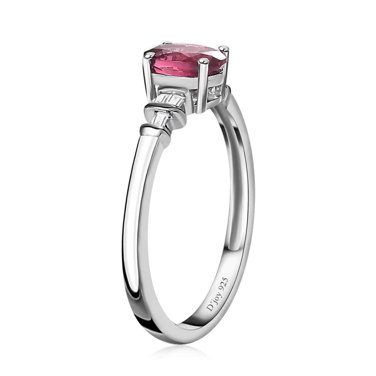 Ofiki Rubellite and Diamond Ring in Platinum Over Sterling Silver (Size 10.0) 0.70 ctw image number 3