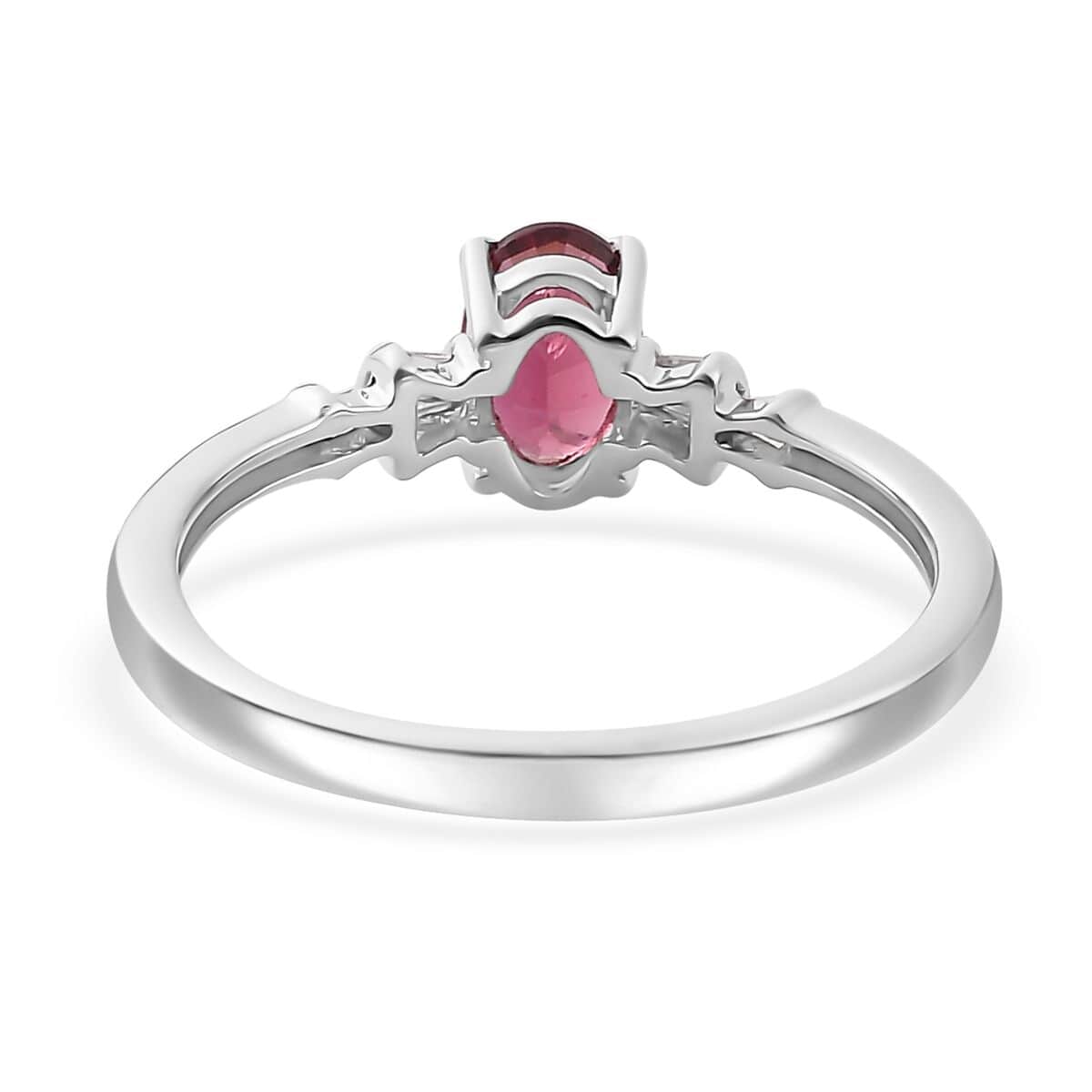 Ofiki Rubellite and Diamond Ring in Platinum Over Sterling Silver (Size 10.0) 0.70 ctw image number 4