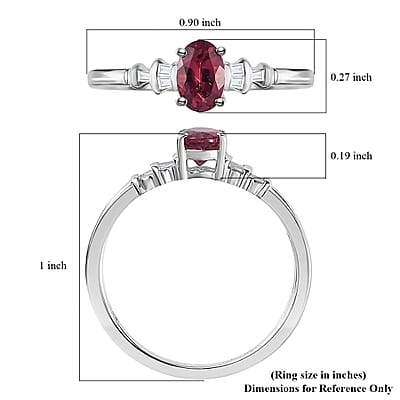 Ofiki Rubellite and Diamond Ring in Platinum Over Sterling Silver (Size 10.0) 0.70 ctw