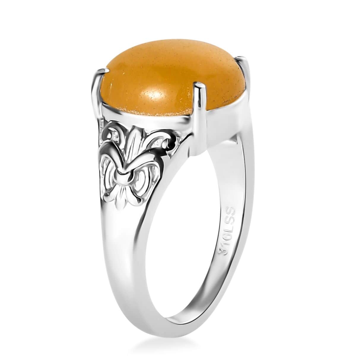 Yellow Jade Solitaire Ring in Stainless Steel (Size 10.0) 6.20 ctw image number 3