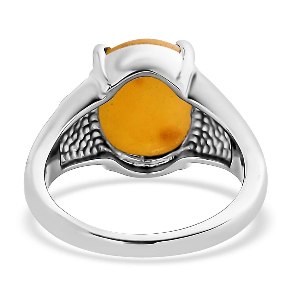 Yellow Jade Solitaire Ring in Stainless Steel (Size 10.0) 6.20 ctw image number 4